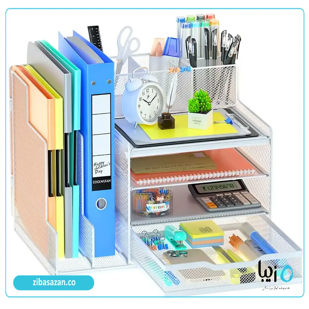 Plastic desk organizer.